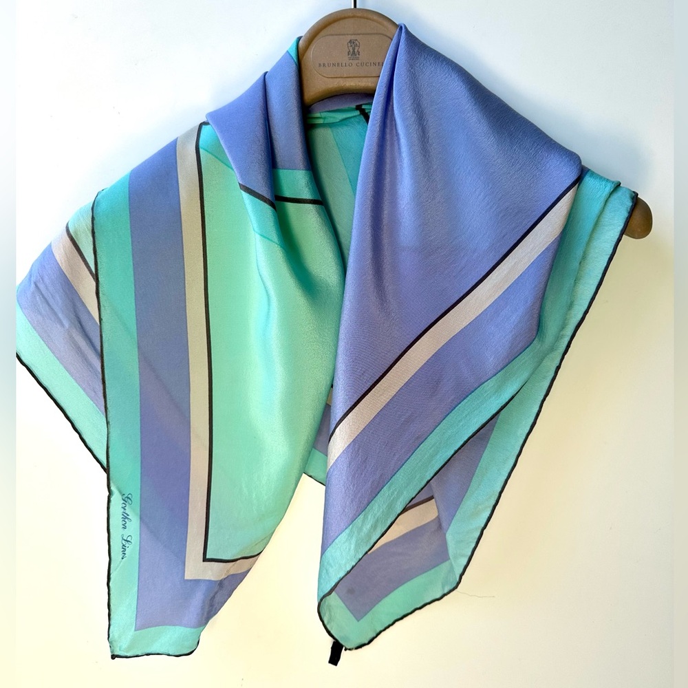Marja Kurki Elegant Silk Blue and Green Scarf